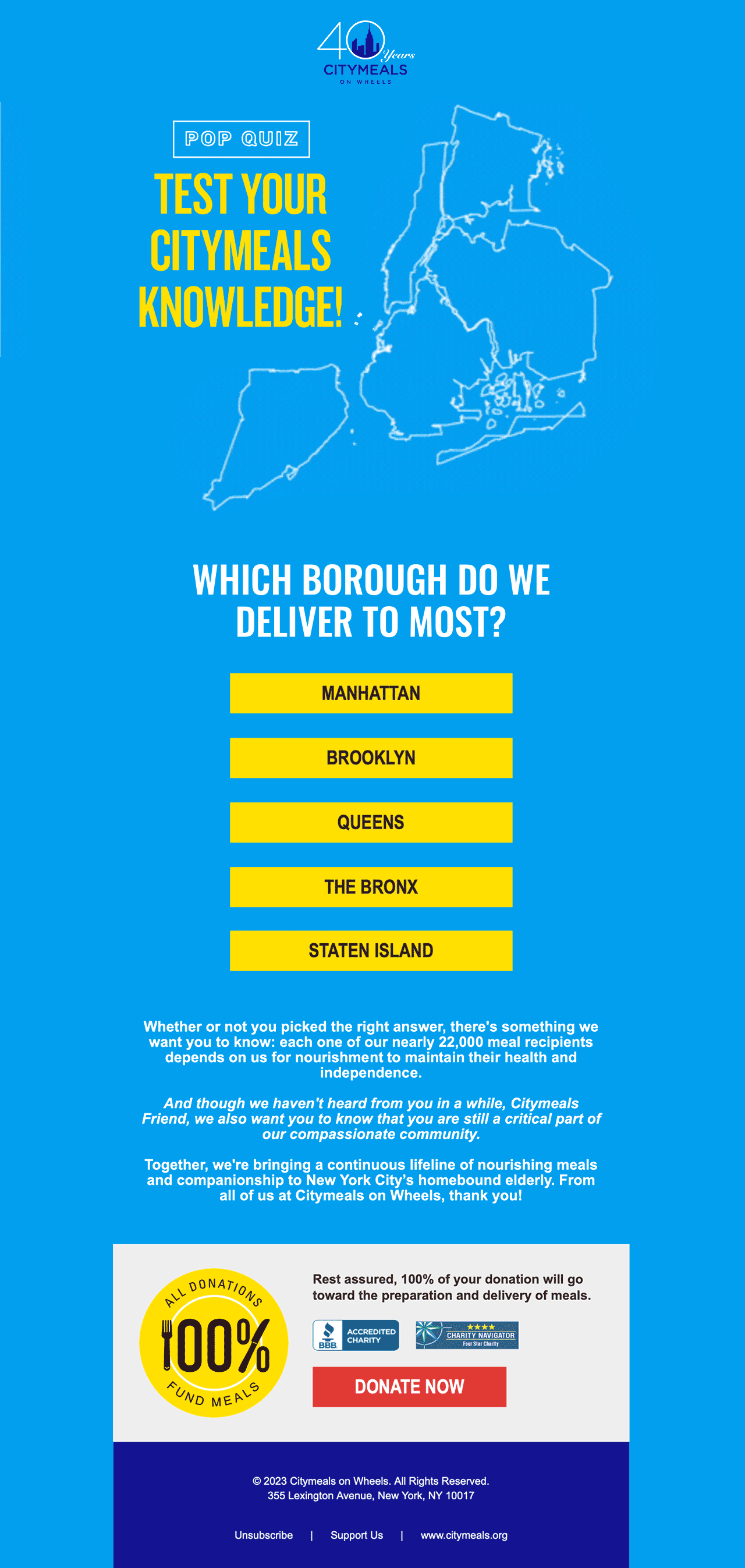 Pop Quiz Campaign for Citymeals — image 1