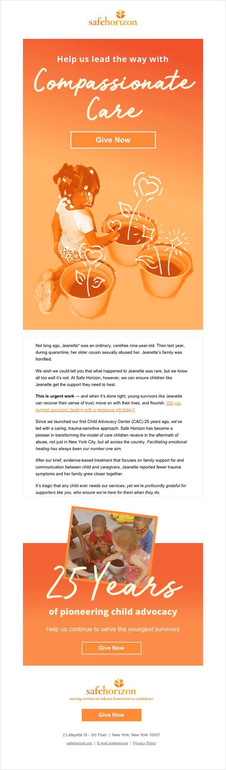 A visual email for Safe Horizon.